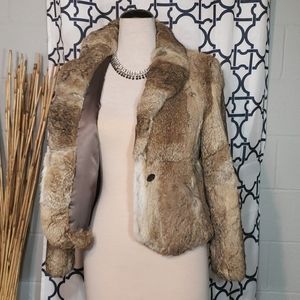 GENUINE RABBIT FUR COAT SZ M